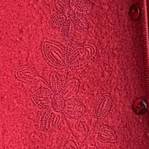 Tabi Red 100% Wool Cardigan Jacket Embroidered Sz M Cottagecore Christmas Granny - Picture 4 of 5